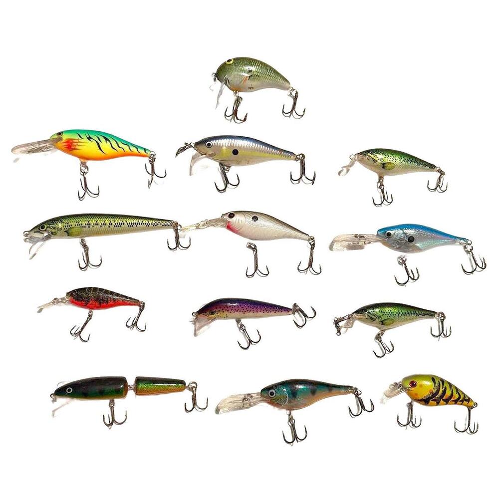 LOT of 13 Assorted Fishing Lures Rapala Rap Shad Crankbait etc